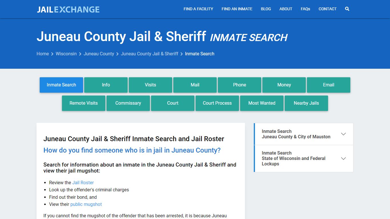 Juneau County Jail & Sheriff Inmate Search - Jail Exchange